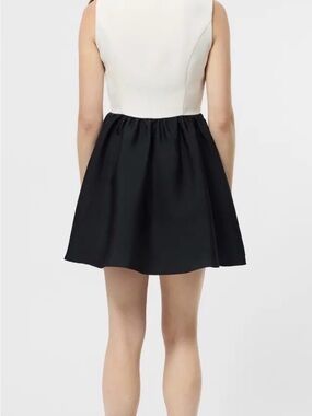 Kate Spade Sleeveless Two-Tone Satin Dress in Ivory and Black 2